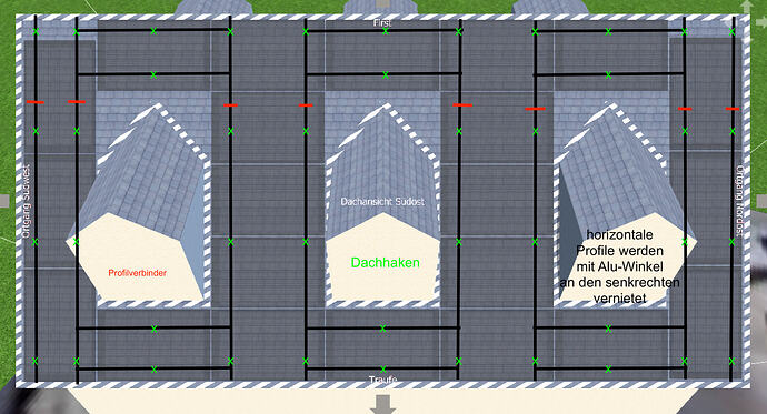 Dach SSO Silbergasse : Hof Unterkonstruktion