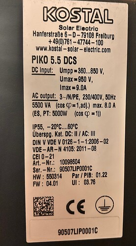 Typenschild PIKO 5.5