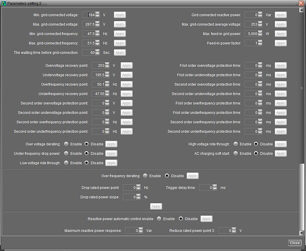 Parameters setings 2.1