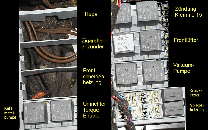 Relaistafel beschriftet