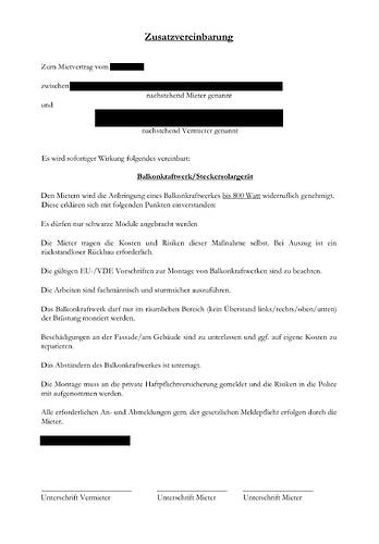 Zusatzvereinbarung