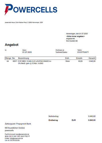 angebot powercells